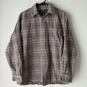National Outfitters 100% Cotton Grey and Rust Men's Plaid Medium Long Sleeve